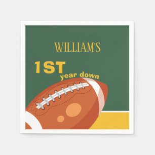 Sample Retro Football First Year Down 1st Birthday Napkin