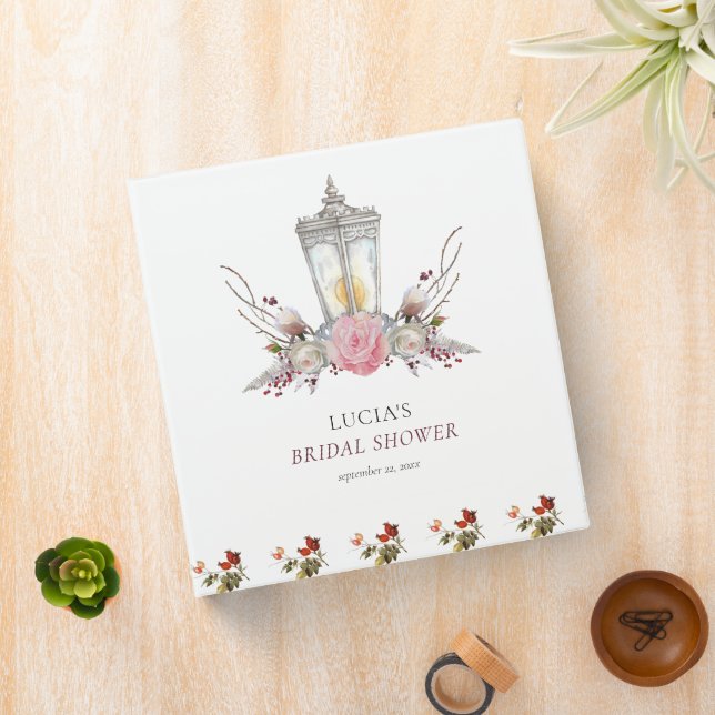 Sample Rustic Floral Roses & Lantern Bridal Shower Binder (In Situ)