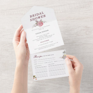 Sample Rustic Floral Roses & Lantern Winter All In One Invitation