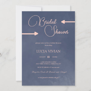 Sample Typography Navy Blue Bridal Shower Invitation