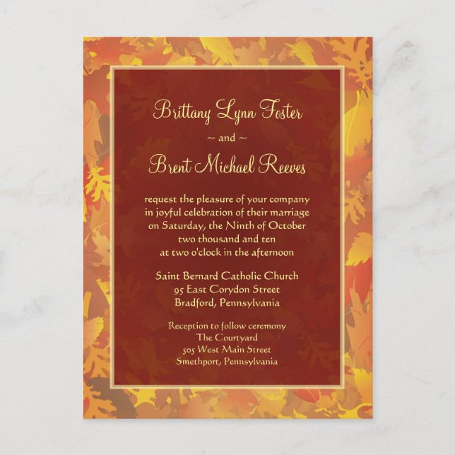 Sample Wedding Invitation - Autumn Mist Frame Postcard (Front)