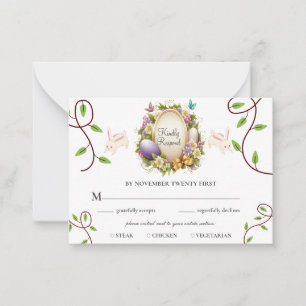 Sample White Easter Vibe Forest Bunny RSVP  Card