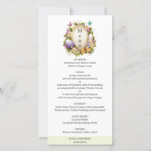 Sample White & Green Easter Forest Wedding Menu 