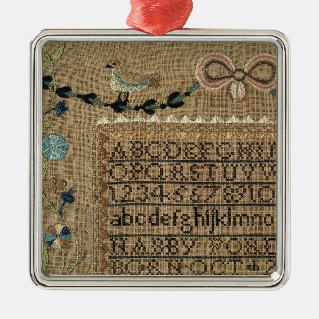 Sampler by N.Ford, 1799, New Hampshire Metal Ornament (Front)