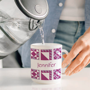 Sampler Purple Lavender Quilt Design Personalized Coffee Mug