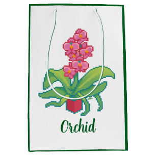 Samples, Orchid Pixelart, Pixel Art Medium Gift Bag