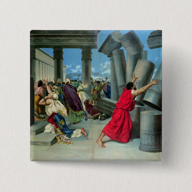 Samson and Delilah 2 Inch Square Button (Front)
