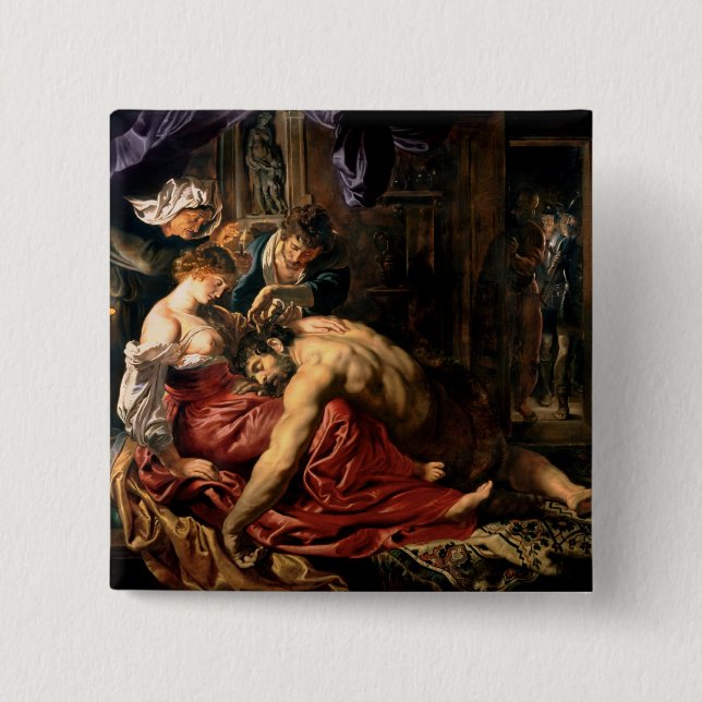 Samson and Delilah, c.1609 2 Inch Square Button (Front)