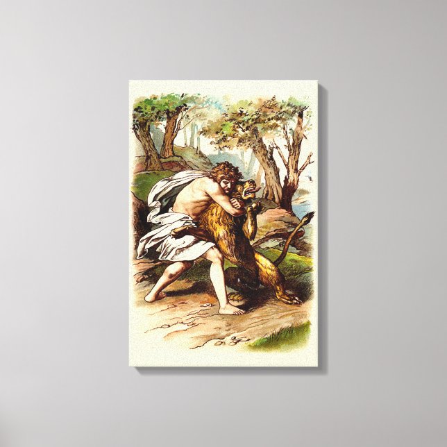 Samson And The Lion Canvas Print (Front)