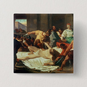 Samson betrayed by Delilah (oil on canvas) 2 Inch Square Button