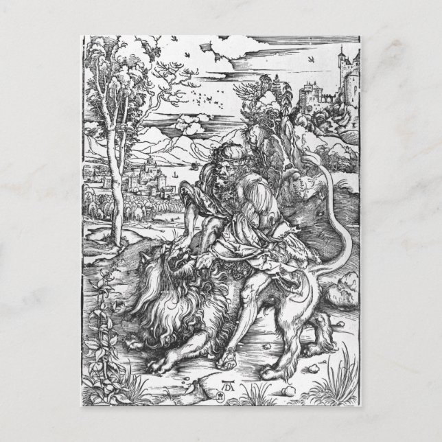 Samson slaying the lion, c.1496-98 postcard (Front)