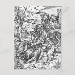 Samson slaying the lion, c.1496-98 postcard