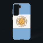 Samsung Galaxy S21 Case Flag of Argentina<br><div class="desc">Transform your Samsung Galaxy S21 into a symbol of Argentine pride with our exclusive cover featuring the flag of Argentina! Crafted with meticulous attention to detail, this cover proudly showcases the iconic design of the Argentine flag. The flag features three horizontal stripes of light blue and white, with a golden...</div>