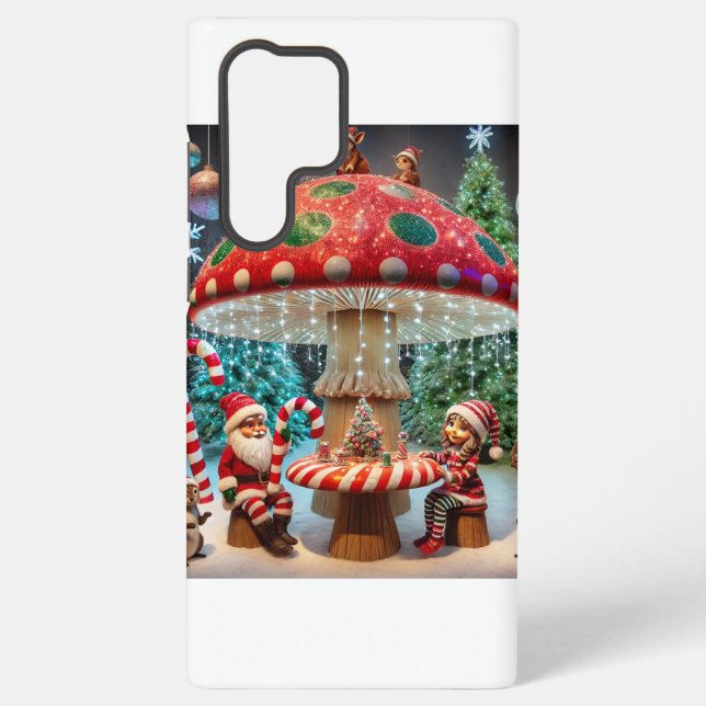 Samsung Galaxy S22 Case: Christmas Mushroom Design Samsung Galaxy S22 Ultra Case (Back)