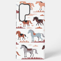 Samsung phone case with abstract horse images.