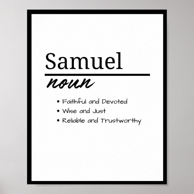 Samuel, Boy Personalized Name Definition Poster (Front)