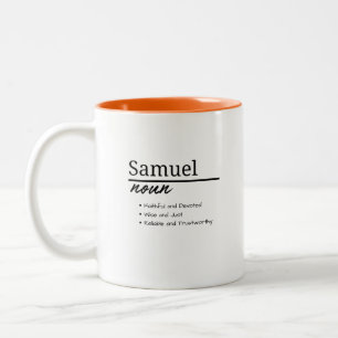 Samuel, Boy Personalized Name Definition Two-Tone Coffee Mug
