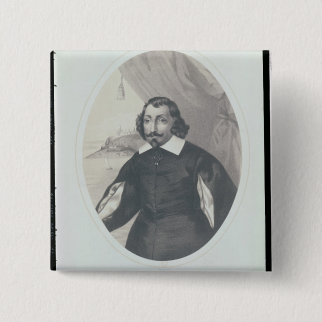 Samuel de Champlain  1854 2 Inch Square Button (Front)