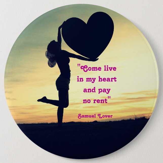 Samuel Lover quote heart love inspiration Case-Mat 6 Inch Round Button (Front)