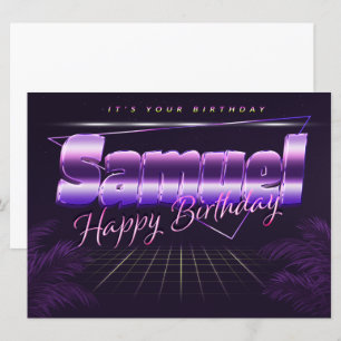 Samuel Name First name lila retro card Birthday