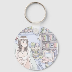 Samuji Sari   an illustration of a woman sitting i Keychain