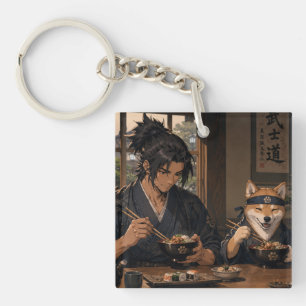 Samurai & Akita Noodle Night Keychain