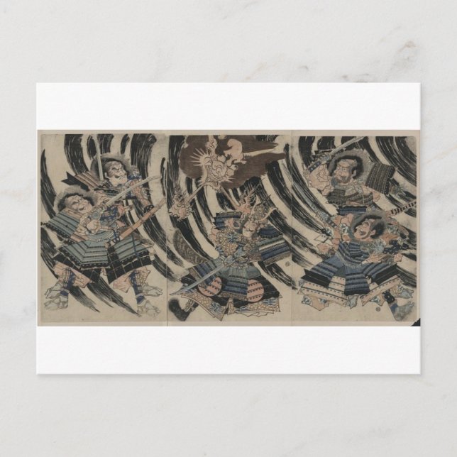 Samurai and Demon circa 1818 Postcard (Front)