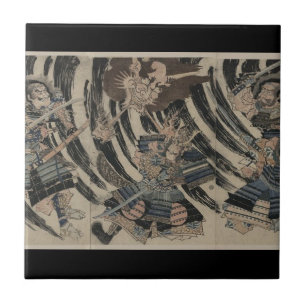 Samurai and Demon circa 1818 Tile