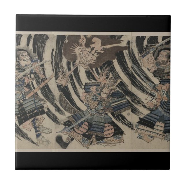 Samurai and Demon circa 1818 Tile (Front)
