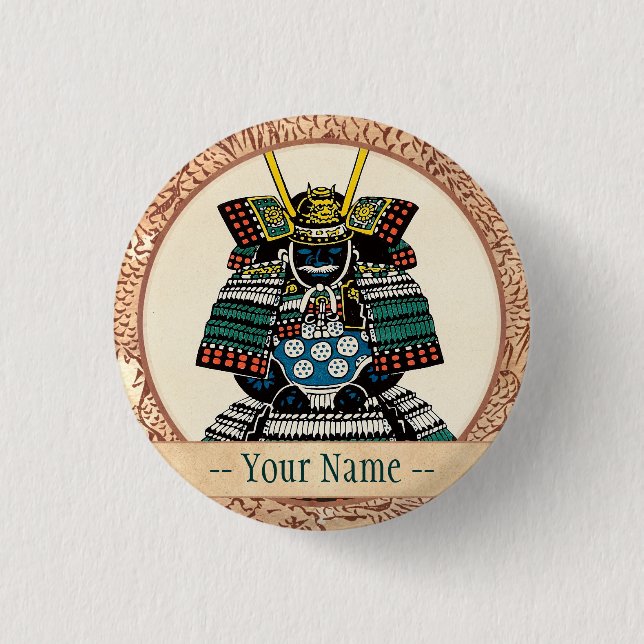 Samurai Armour Ō-yoroi japanese classic art tattoo 1 Inch Round Button (Front)