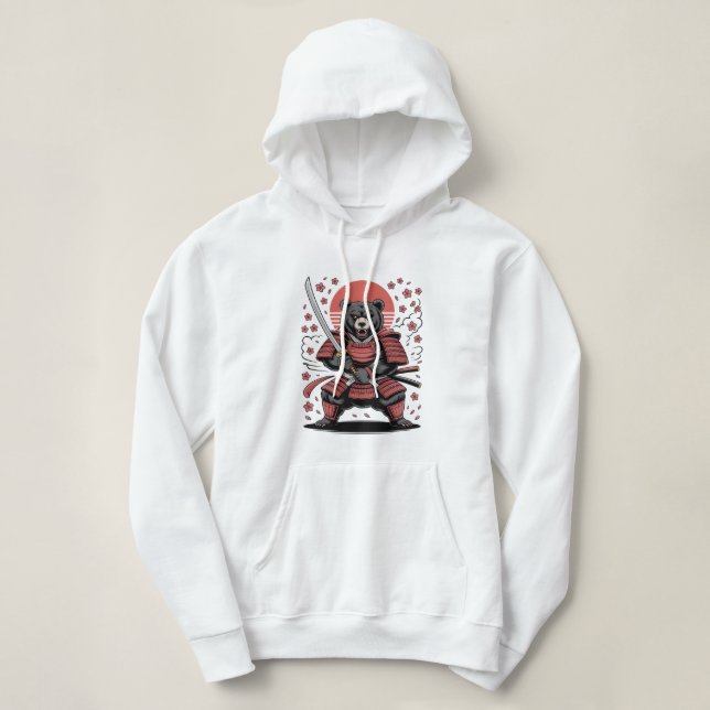 Samurai Bear Adult Pullover Hoodie (Design Front)