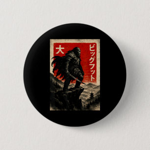 Samurai Bigfoot Graphic Tee Japanese Vintage  2 Inch Round Button