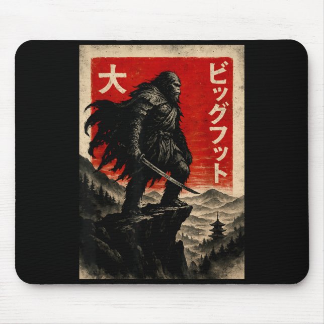 Samurai Bigfoot Graphic Tee Japanese Vintage  Mouse Pad (Front)