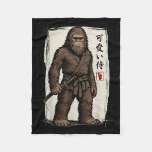 Samurai Bigfoot Japanese Art Anime Funny Men Women Fleece Blanket