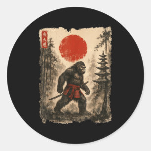 Samurai Bigfoot Japanese Vintage Sasquatch Ukiyo-e Classic Round Sticker