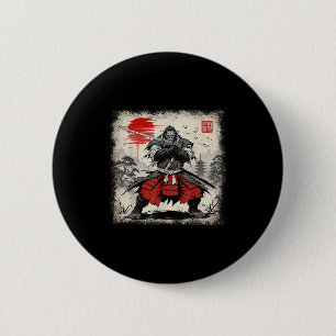 Samurai Bigfoot Japanese Vintage Ukiyo-e Art Warri 2 Inch Round Button