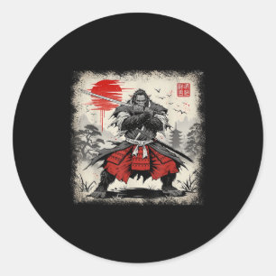 Samurai Bigfoot Japanese Vintage Ukiyo-e Art Warri Classic Round Sticker