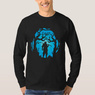 Samurai Blue Magical Dreamy Night Silhouette Fores T-Shirt