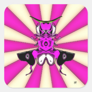 Samurai bug square sticker