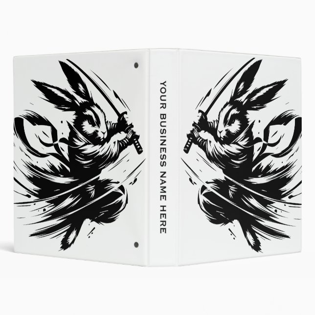 Samurai Bunny Black Ink Warrior Rabbit Binder (Background)