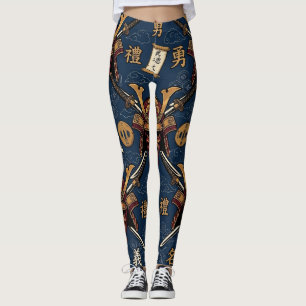 Samurai Bushido Code Virtues Seamless Pattern Leggings