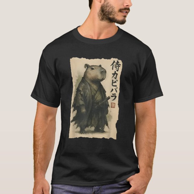 Samurai Capybara Funny Capybara Japanese Animal  T-Shirt (Front)