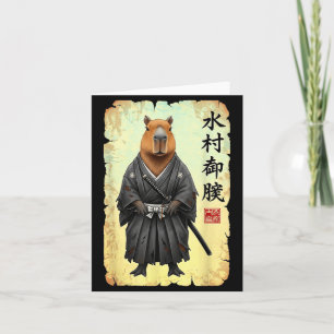 Samurai Capybara Japanese Art Vintage Graphic Funn Card