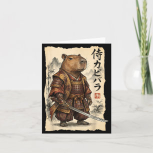 Samurai Capybara Japanese Art Vintage Graphic Funn Card