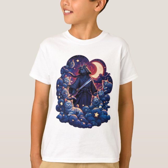  “Samurai Cat and His Feline Companions” T-Shirt (Front)