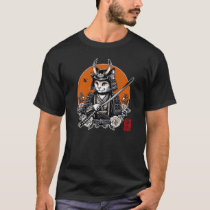 Samurai Cat Bushido Ninja Japanese Kanji Tattoo Ar T-Shirt
