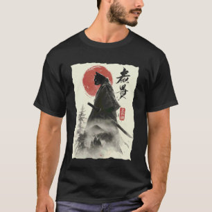 Samurai Cat Funny Japanese Art Warrior Ukiyo-e Sum T-Shirt