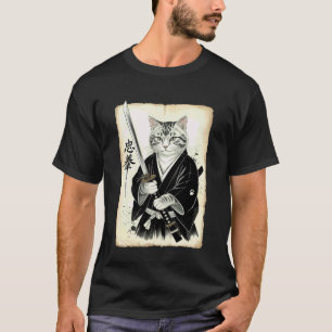 Samurai Cat Funny Vintage Ukiyo-e Art Warrior Japa T-Shirt