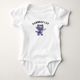 Samurai Cat – Funny Warrior Feline Design Baby Bodysuit
