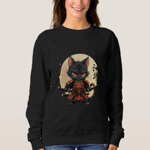 samurai cat graphic warrior art tee Japanese anime